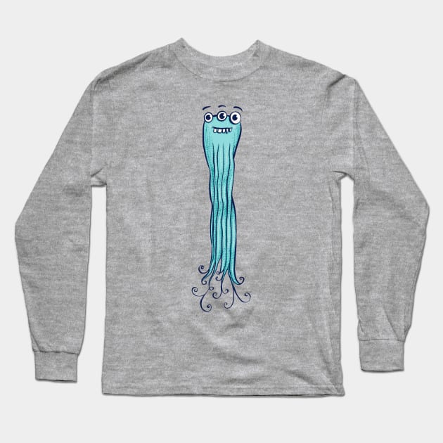 Cute Octopus Alien Monster Character Long Sleeve T-Shirt by Boriana Giormova